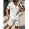image:imageRoseSeek Mens 2 Piece Beach Vacation Outfits Short Sleeve Button Down Shirt and Shorts Clothing SetWhite