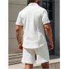 image:imageRoseSeek Mens 2 Piece Beach Vacation Outfits Short Sleeve Button Down Shirt and Shorts Clothing SetWhite