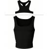 image:imageRoseSeek Mens 2 Piece Set Ribbed Knit Tank Top Fitted Cut Out Crop Tops Summer Undershirts Club WearBlack