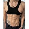 image:imageRoseSeek Mens 2 Piece Set Ribbed Knit Tank Top Fitted Cut Out Crop Tops Summer Undershirts Club WearBlack