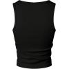 image:imageRoseSeek Mens 2 Piece Set Ribbed Knit Tank Top Fitted Cut Out Crop Tops Summer Undershirts Club WearBlack