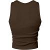 image:imageRoseSeek Mens 2 Piece Set Ribbed Knit Tank Top Fitted Cut Out Crop Tops Summer Undershirts Club WearCoffee Brown