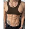 image:imageRoseSeek Mens 2 Piece Set Ribbed Knit Tank Top Fitted Cut Out Crop Tops Summer Undershirts Club WearCoffee Brown