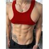 image:imageRoseSeek Mens 2 Piece Set Ribbed Knit Tank Top Fitted Cut Out Crop Tops Summer Undershirts Club WearRed