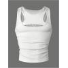 image:imageRoseSeek Mens 2 Piece Set Ribbed Knit Tank Top Fitted Cut Out Crop Tops Summer Undershirts Club WearWhite