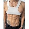 image:imageRoseSeek Mens 2 Piece Set Ribbed Knit Tank Top Fitted Cut Out Crop Tops Summer Undershirts Club WearWhite