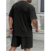image:imageRoseSeek Mens Big and Tall 2 Piece Summer Outfits Textured Drop Shoulder T Shirt and Short Sets TracksuitPlus Black