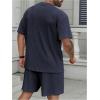 image:imageRoseSeek Mens Big and Tall 2 Piece Summer Outfits Textured Drop Shoulder T Shirt and Short Sets TracksuitPlus Deep Blue