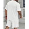 image:imageRoseSeek Mens Big and Tall 2 Piece Summer Outfits Textured Drop Shoulder T Shirt and Short Sets TracksuitPlus White