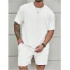image:imageRoseSeek Mens Big and Tall 2 Piece Summer Outfits Textured Drop Shoulder T Shirt and Short Sets TracksuitPlus White