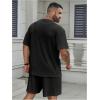 image:imageRoseSeek Mens Big and Tall 2 Piece Summer Outfits Textured Drop Shoulder T Shirt and Short Sets TracksuitSolid Black