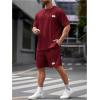 image:imageRoseSeek Mens Big and Tall Shorts Set Short Sleeve T Shirt and Track Shorts Clothing Set 2 Piece OutfitsBurgundy
