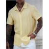 image:imageRoseSeek Mens Button Down Shirts Short Sleeve Textured Collared Casual Shirts Vacation Beach TopsYellow