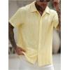 image:imageRoseSeek Mens Button Down Shirts Short Sleeve Textured Collared Casual Shirts Vacation Beach TopsYellow