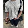 image:imageRoseSeek Mens Camo Baggy T Shirts Short Sleeve Crewneck Drop Shoulder Summer TopsLight Grey