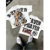 image:imageRoseSeek Mens Cartoon Graphic Tees Crew Neck Sleeve T Shirts Baggy Drop Shoulder Summer Tops StreetwearWhite and Black