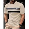 image:imageRoseSeek Mens Color Block Short Sleeve Tee Shirts Casual Crewneck T Shirt Trendy Summer TopsApricot