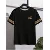 image:imageRoseSeek Mens Color Block Short Sleeve Tee Shirts Casual Crewneck T Shirt Trendy Summer TopsBrown and Black