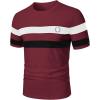 image:imageRoseSeek Mens Color Block Short Sleeve Tee Shirts Casual Crewneck T Shirt Trendy Summer TopsBurgundy