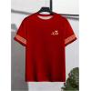 image:imageRoseSeek Mens Color Block Short Sleeve Tee Shirts Casual Crewneck T Shirt Trendy Summer TopsMulticolor Red