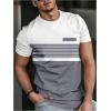 image:imageRoseSeek Mens Color Block Short Sleeve Tee Shirts Casual Crewneck T Shirt Trendy Summer TopsWhite and Grey