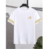 image:imageRoseSeek Mens Color Block Short Sleeve Tee Shirts Casual Crewneck T Shirt Trendy Summer TopsWhite and Yellow