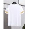 image:imageRoseSeek Mens Color Block Short Sleeve Tee Shirts Casual Crewneck T Shirt Trendy Summer TopsWhite and Yellow