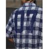 image:imageRoseSeek Mens Cropped Plaid Number Graphic Button Down Shirts Short Sleeve Retro Preppy Crop TopsBlue