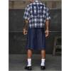 image:imageRoseSeek Mens Cropped Plaid Number Graphic Button Down Shirts Short Sleeve Retro Preppy Crop TopsBlue
