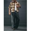 image:imageRoseSeek Mens Cropped Plaid Number Graphic Button Down Shirts Short Sleeve Retro Preppy Crop TopsMulticolor