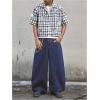 image:imageRoseSeek Mens Cropped Plaid Number Graphic Button Down Shirts Short Sleeve Retro Preppy Crop TopsPlaid Black and White