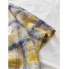 image:imageRoseSeek Mens Cropped Plaid Number Graphic Button Down Shirts Short Sleeve Retro Preppy Crop TopsYellow and Blue