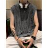 image:imageRoseSeek Mens Distressed Ripped Tank Top Crewneck Sleeveless Tank Tops Summer Clothes StreetwearGrey