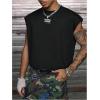 image:imageRoseSeek Mens Glitter Rhinestone Shirt Star Tank Top Crewneck Cap Sleeve Vest Tops StreetwearBlack
