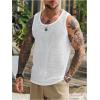 image:imageRoseSeek Mens Hollow Out Knit Tank Tops Crew Neck Sleeveless Tops Sports Streetwear Summer OutfitsWhite