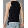 image:imageRoseSeek Mens Lace Up Tie Side Party Club Tank Top Sleeveless Fitted Summer Crop Tops Going Out UndershirtsBlack