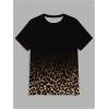 image:imageRoseSeek Mens Leopard Ombre Summer Tops Crew Neck Short Sleeve Graphic Tees Vintage T Shirt TrendyBrown and Black