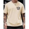 image:imageRoseSeek Mens Letter Graphic Tees Crew Neck Short Sleeve T Shirts Casual StreetwearApricot