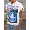 image:imageRoseSeek Mens Number Graphic Short Cap Sleeve Tank Tops Summer Crew Neck Baggy Workout Muscle TShirtsWhite Graphic