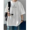 image:imageRoseSeek Mens Oversized Graphic Tees Half Sleeve Drop Shoulder Summer Casual T ShirtWhite