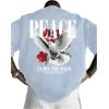 image:imageRoseSeek Mens Oversized T Shirt Short Sleeve Crew Neck Graphic Tees Drop Shoulder Summer Tops StreetwearDusty Blue