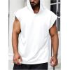 image:imageRoseSeek Mens Plus Size Hooded Tank Tops Sleeveless Drawstring Tank Hoodies Workout Gym Muscle T ShirtWhite