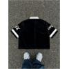 image:imageRoseSeek Mens Retro Button Down Jersey Shirts Number Graphic Collared Baseball Shirt Short Sleeve StreetwearBlack