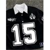 image:imageRoseSeek Mens Retro Button Down Jersey Shirts Number Graphic Collared Baseball Shirt Short Sleeve StreetwearBlack