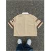 image:imageRoseSeek Mens Retro Button Down Jersey Shirts Number Graphic Collared Baseball Shirt Short Sleeve StreetwearKhaki