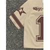 image:imageRoseSeek Mens Retro Button Down Jersey Shirts Number Graphic Collared Baseball Shirt Short Sleeve StreetwearKhaki