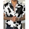 image:imageRoseSeek Mens Retro Leopard Button Down Shirts Collared Short Sleeve Summer Shirt Y2K TopsBlack Pattern