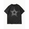 image:imageRoseSeek Mens Rhinestone T Shirts Glitter Crewneck Short Sleeve Casual Summer Tops Tee ShirtStar Black