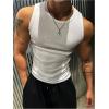 image:imageRoseSeek Mens Ribbed Sleeveless Tank Tops Crew Neck Slim Fit Gym Work Tank Undershirts Summer TopsWhite