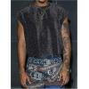 image:imageRoseSeek Mens Sequin Tank Top Glitter Crew Neck Sleeveless Tops Party Club Vest Rave Outfits StreetwearBlack